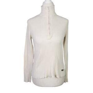 Vintage 90s Polo Jean Ralph Lauren cream ribbed knit sweater top M.